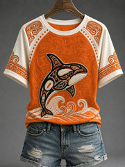 Women's Indigenous Totem Print Casual T-Shirt