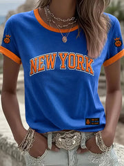 Women's Classic Basketball Fan Graphic Print Short Sleeve T-shirt