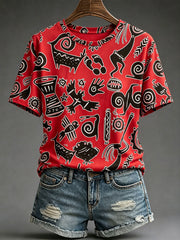 Women’s Indigenous Art Print Casual T-Shirt