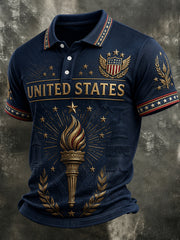Men's America Print Casual Polo
