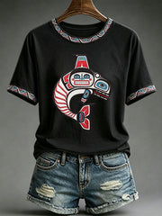 Women's Indigenous Totem Print Casual T-Shirt