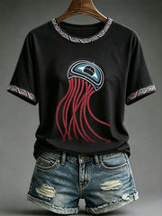 Women's Indigenous Totem Print Casual T-Shirt