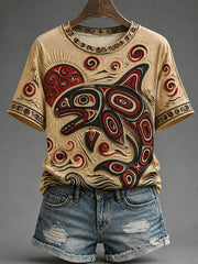 Women’s Indigenous Print Casual T-Shirt