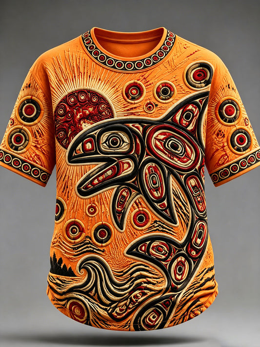 Men's Indigenous Print Casual T-Shirt