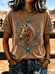 Women's Western Horse Short-sleeved T-shirt