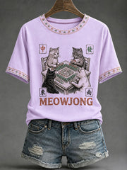 Women's Mahjong Print Casual T-Shirt