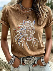 Women's Western Horse Short-sleeved T-shirt