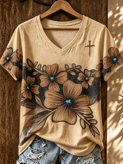 Women's Western-style print short-sleeved T-shirt