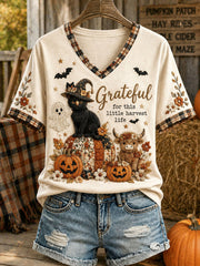 Women's Halloween Black Cat T-Shirt