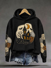 Women's Halloween Haunted House Gothic Art Print Casual Regular Sweatshirt