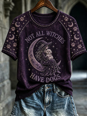 Women's Not All Witches Have Dogs Maltese Print Short Sleeve T-shirt
