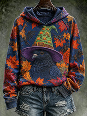 Women's Halloween Fun Witch Hat Crow Regular Sweatshirt