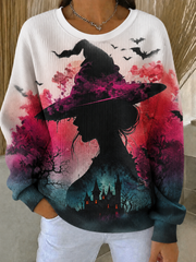 Women's Halloween Ribbed Round-Neck Sweatshirt