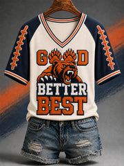 Women's Good Better Best Football Gameday Gift For Football Fans Casual V-Neck Tee