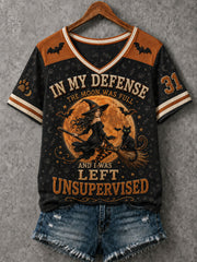 Women's IN MY DEFENSE THE MOON WAS FULL AND I WAS LEFT UNSUPERVISED Short-sleeved T-shirt