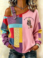 Women's Country Music Lover We Will Always Love U 925 Printed Casual Off-Shoulder Sweatshirt