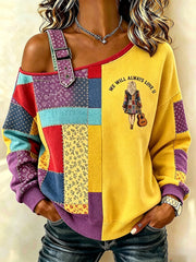 Women's Country Music Lover We Will Always Love U 925 Printed Casual Off-Shoulder Sweatshirt
