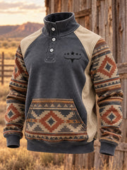 Men's Retro Western Printed Sweatshirt