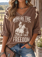 Women's Western Style Horses Faith Lover Art Printed T-shirt