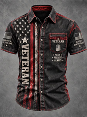 Men's Retro Veterans Day Art Print Short Sleeve Shirt