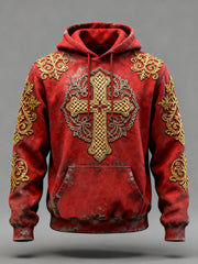 Men's Cross Print Casual Hoodie