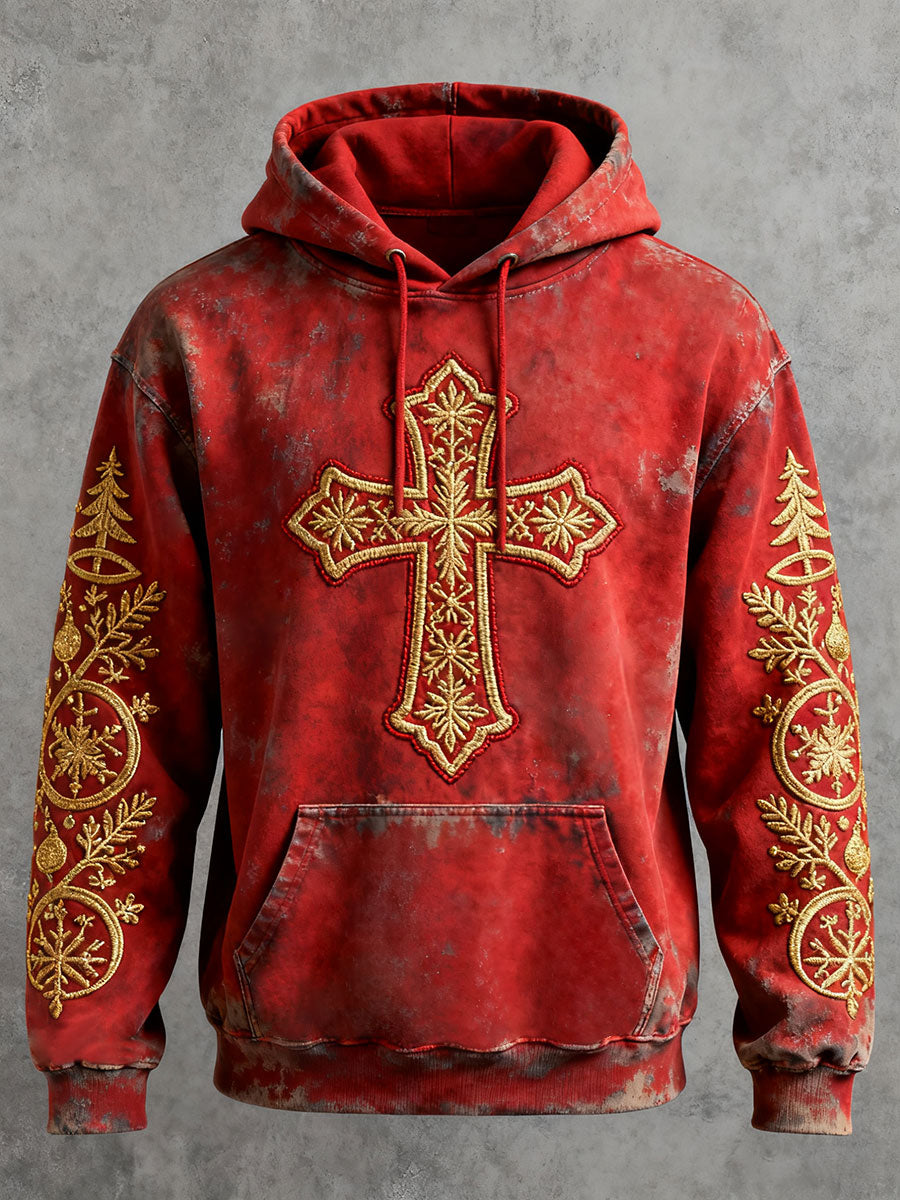 Men's Cross Print Casual Hoodie