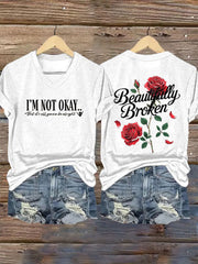 Women's I'm Not Ok But Its All Gonna Be Alright Printed Casual T-shirt