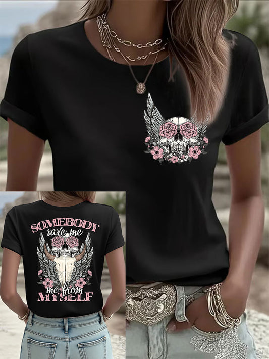 Women's Country Music Print Casual T-shirt