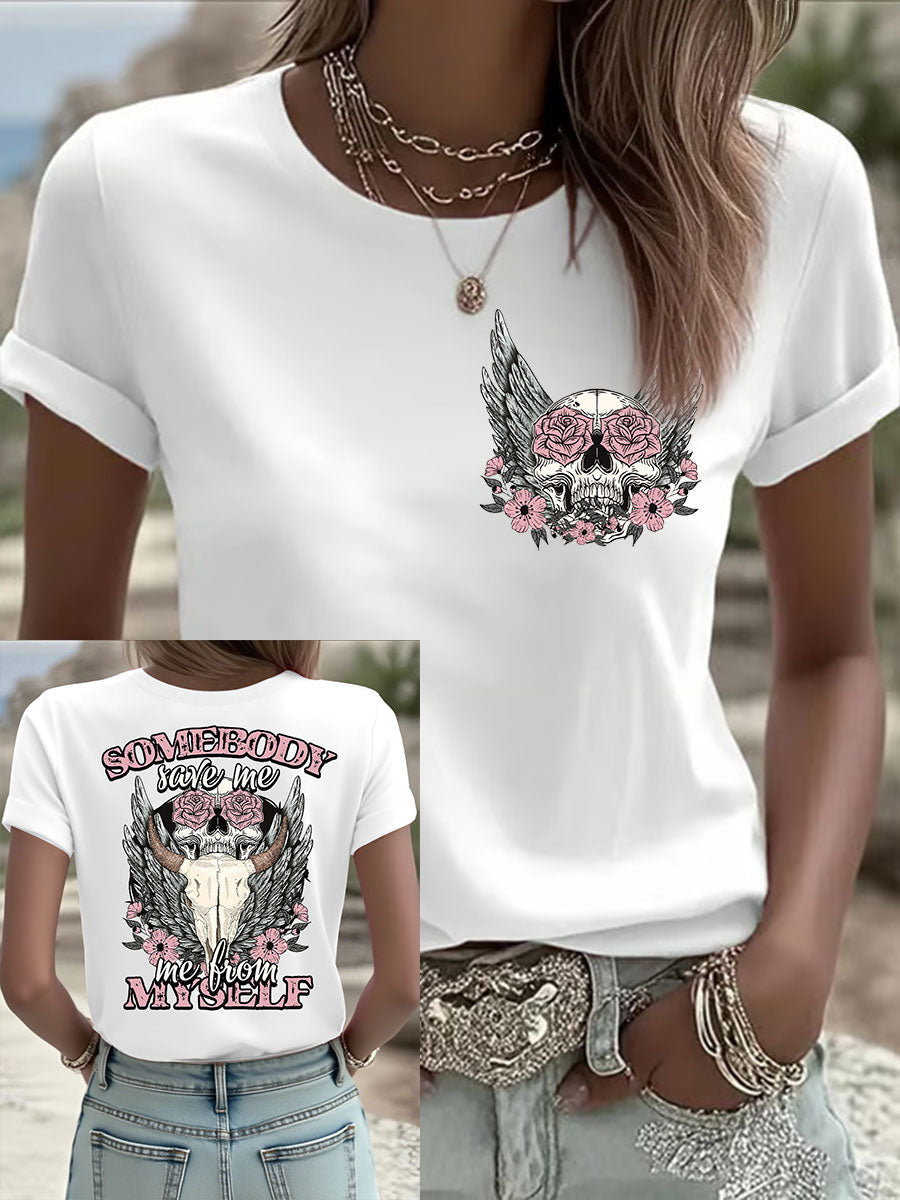 Women's Country Music Print Casual T-shirt