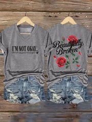 Women's I'm Not Ok But Its All Gonna Be Alright Printed Casual T-shirt