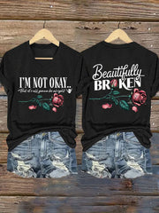 Women's I'm Not Ok But Its All Gonna Be Alright Printed Casual T-shirt