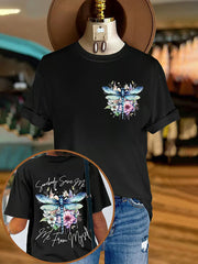 Women's Country Music Somebody Save Me,Me From Myself Print Crew Neck T-Shirt