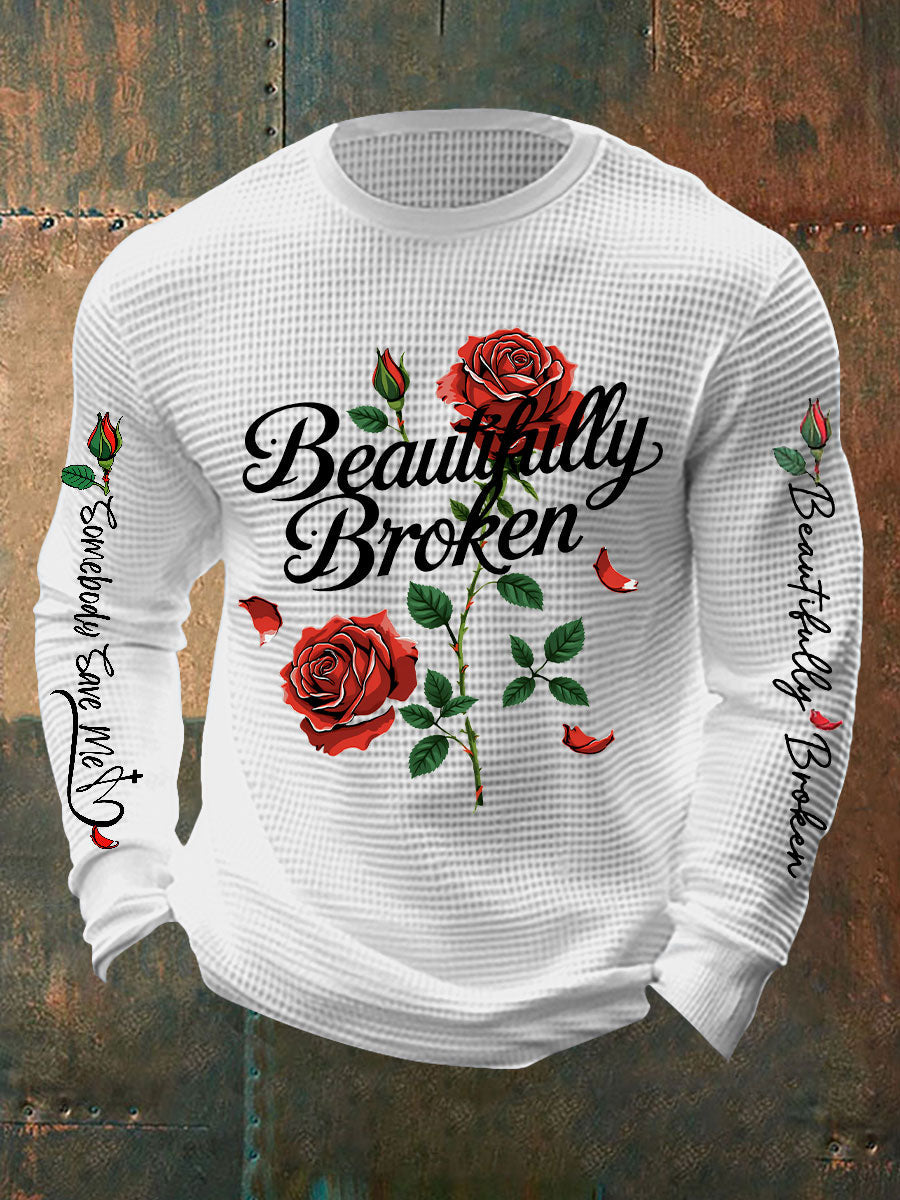 Men's Country Music Waffle Print Casual T-Shirt