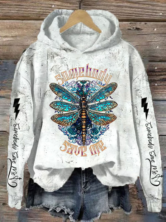 Women's Somebody Save Me Printed Casual Hoodie