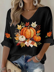 Women's Thanksgiving Print Casual T-shirt
