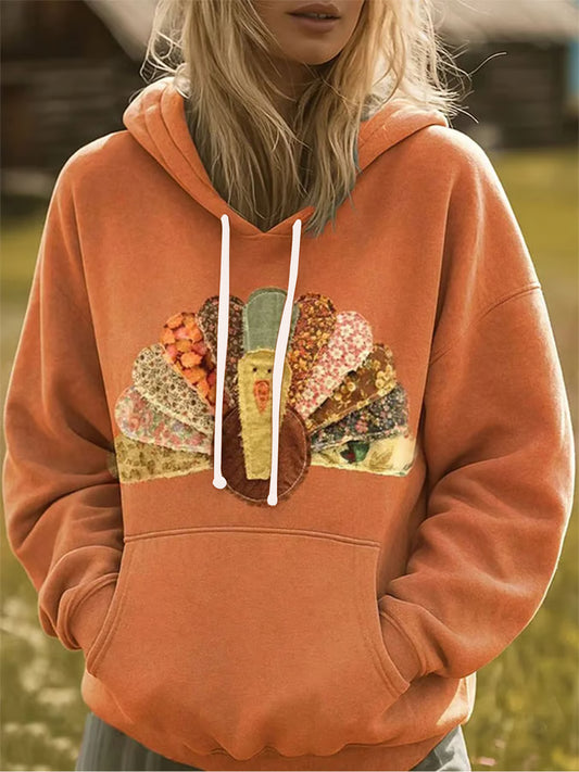 Women's Thanksgiving Print Casual Hoodie