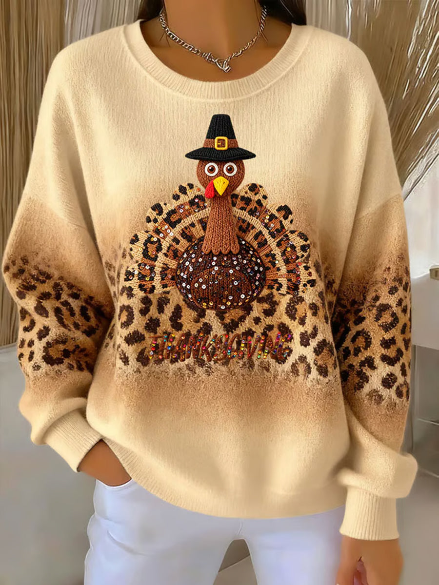 Women's Thanksgiving Turkey Printed Sweatshirt