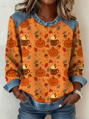 Women's Thanksgiving Pattern Patchwork Art Sweatshirt