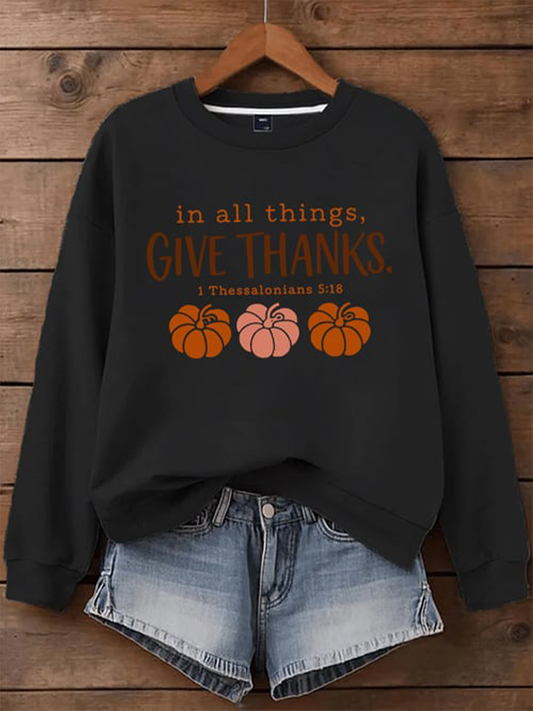 Women's Thanksgiving Blessing Printed Sweatshirt