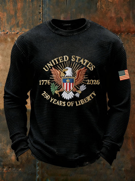 Men's United States 250 Years Waffle Print Casual T-Shirt