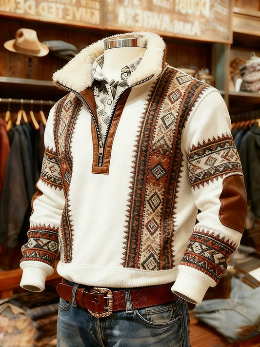 Men's Vintage Western Printed Casual Sweatshirt
