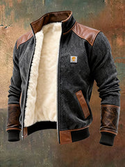 Men's Retro Textured Warm Multi-pocket Outdoor Jacket