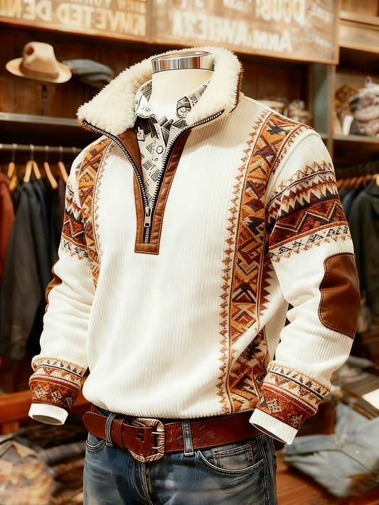 Men's Vintage Western Printed Casual Sweatshirt