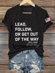 Women's Lead Fallow Or Get Out Of The Way Print V Neck Short Sleeve T-shirt