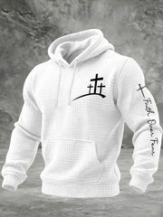 Men's Faith Over Fear Faith Cross  Checkered Cotton Hoodie