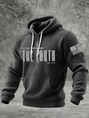Men's The Way The Truth The Life Cross Checkered Cotton Hoodie