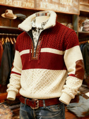 Men's Retro Plaid Print Casual Fur Collar Zipper Top