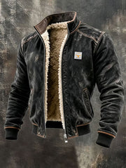 Men's Retro Textured Warm Multi-pocket Outdoor Jacket