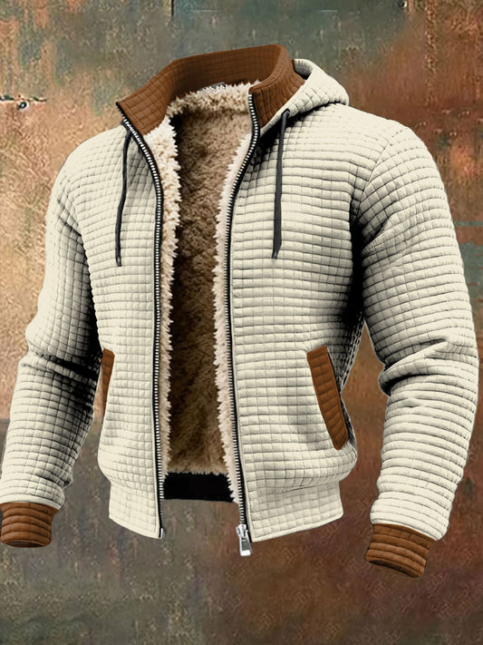 Men's Retro Textured Warm Multi-pocket Outdoor Jacket