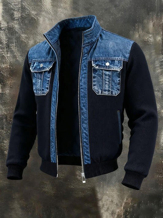 Men's Denim Patchwork Jacket